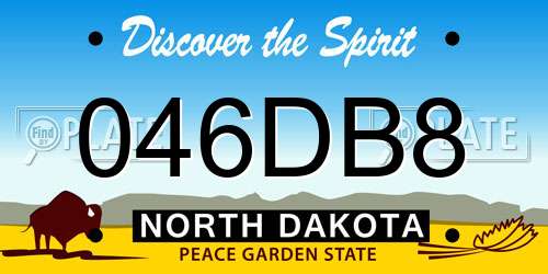 046DB8 North Dakota License Plate