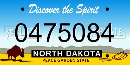 0475084 North Dakota License Plate