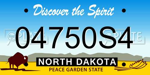 04750S4 North Dakota License Plate