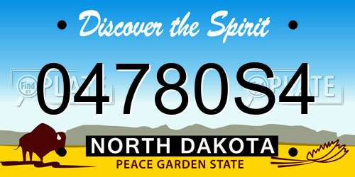 04780S4 North Dakota License Plate