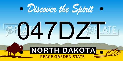 047DZT North Dakota License Plate