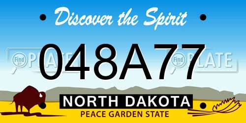 048A77 North Dakota License Plate