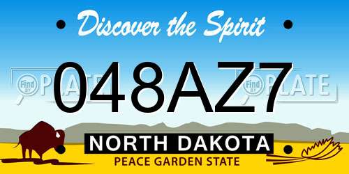048AZ7 North Dakota License Plate