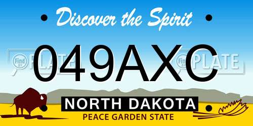 049AXC North Dakota License Plate