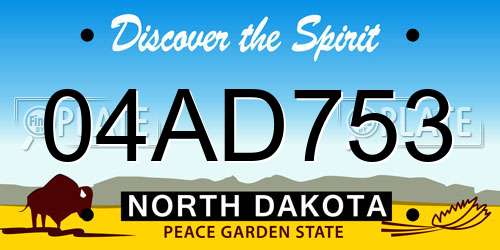 04AD753 North Dakota License Plate