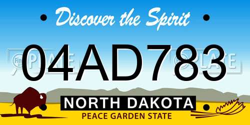 04AD783 North Dakota License Plate