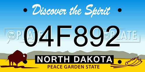 04F892 North Dakota License Plate