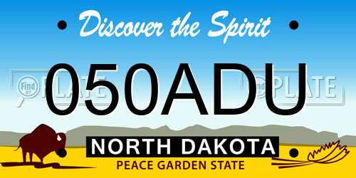 050ADU North Dakota License Plate