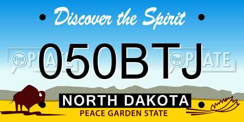 050BTJ North Dakota License Plate