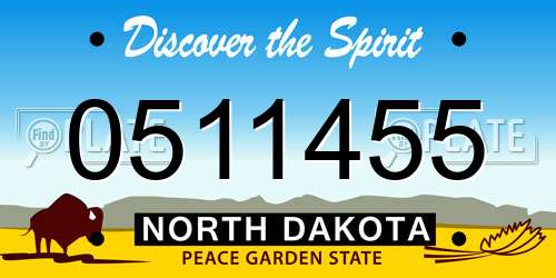 0511455 North Dakota License Plate