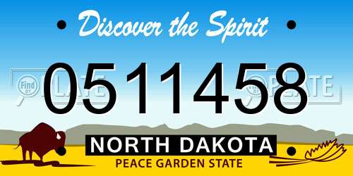 0511458 North Dakota License Plate
