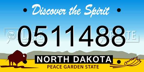 0511488 North Dakota License Plate