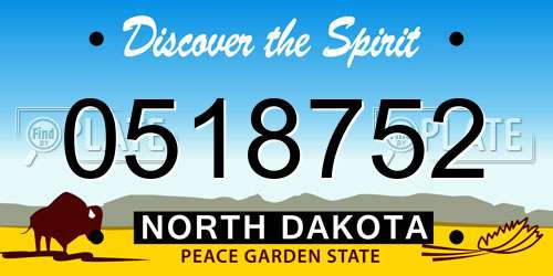 0518752 North Dakota License Plate