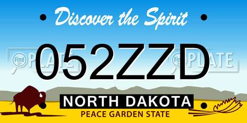 052ZZD North Dakota License Plate