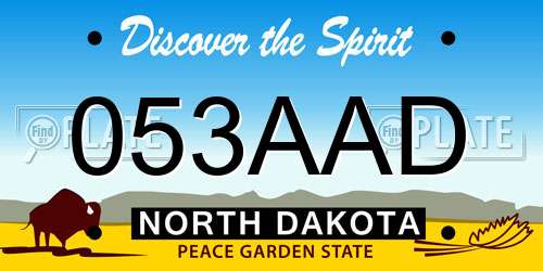 053AAD North Dakota License Plate
