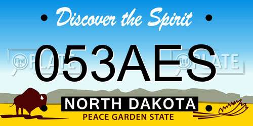 053AES North Dakota License Plate