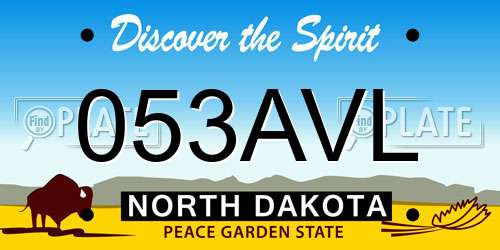 053AVL North Dakota License Plate