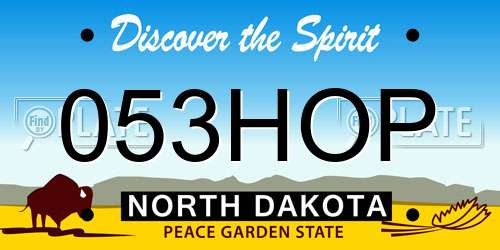 053HOP North Dakota License Plate