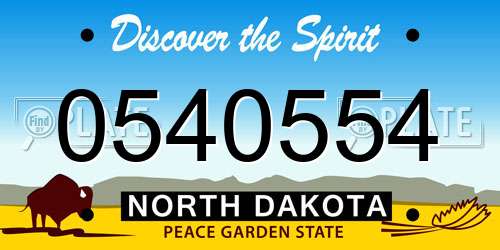 0540554 North Dakota License Plate