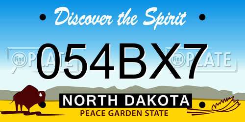 054BX7 North Dakota License Plate