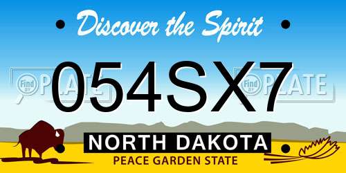 054SX7 North Dakota License Plate