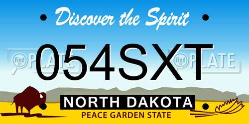 054SXT North Dakota License Plate