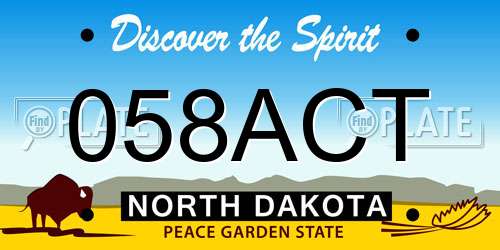 058ACT North Dakota License Plate