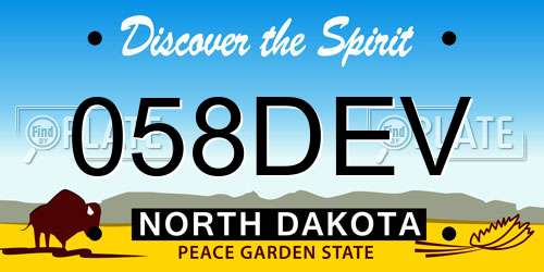 058DEV North Dakota License Plate