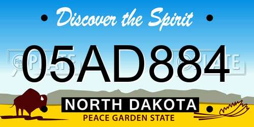 05AD884 North Dakota License Plate