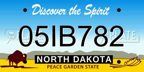 05IB782 North Dakota License Plate