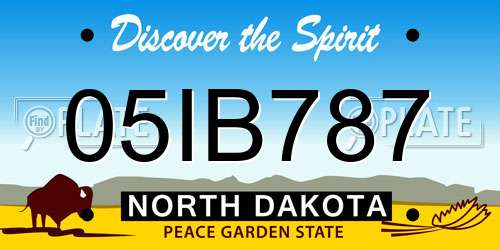 05IB787 North Dakota License Plate