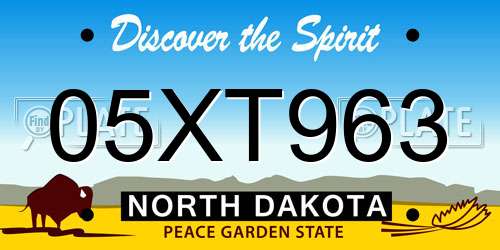 05XT963 North Dakota License Plate