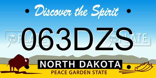 063DZS North Dakota License Plate