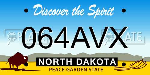 064AVX North Dakota License Plate