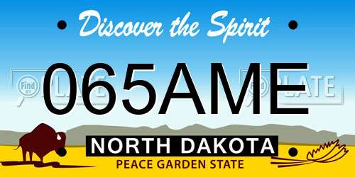 065AME North Dakota License Plate