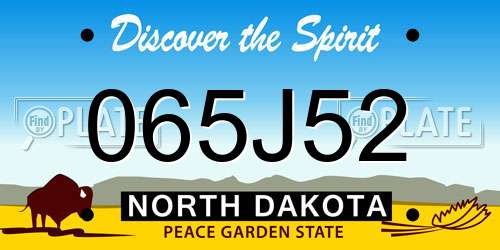 065J52 North Dakota License Plate
