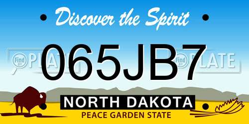 065JB7 North Dakota License Plate