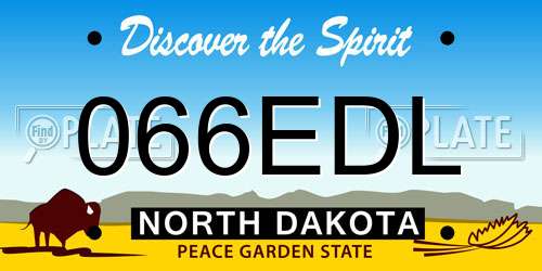 066EDL North Dakota License Plate