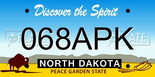 068APK North Dakota License Plate