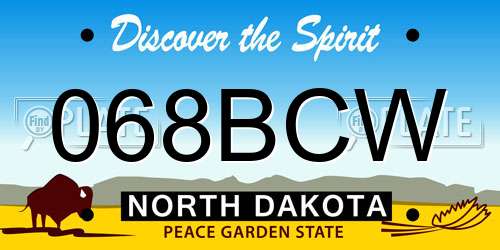 068BCW North Dakota License Plate