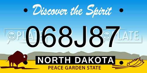 068J87 North Dakota License Plate