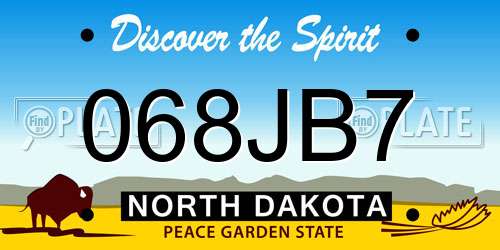 068JB7 North Dakota License Plate