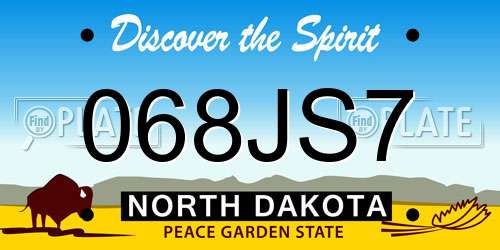 068JS7 North Dakota License Plate