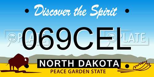 069CEL North Dakota License Plate