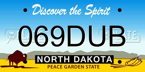 069DUB North Dakota License Plate