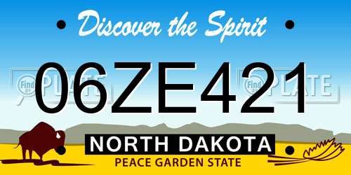 06ZE421 North Dakota License Plate