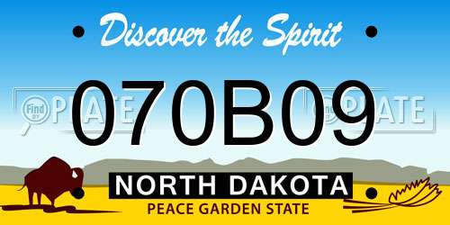 070B09 North Dakota License Plate