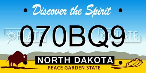070BQ9 North Dakota License Plate