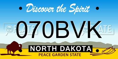 070BVK North Dakota License Plate