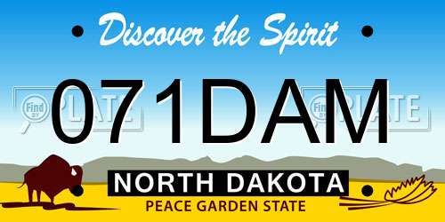071DAM North Dakota License Plate